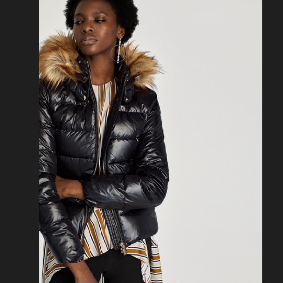 zara shiny effect down jacket